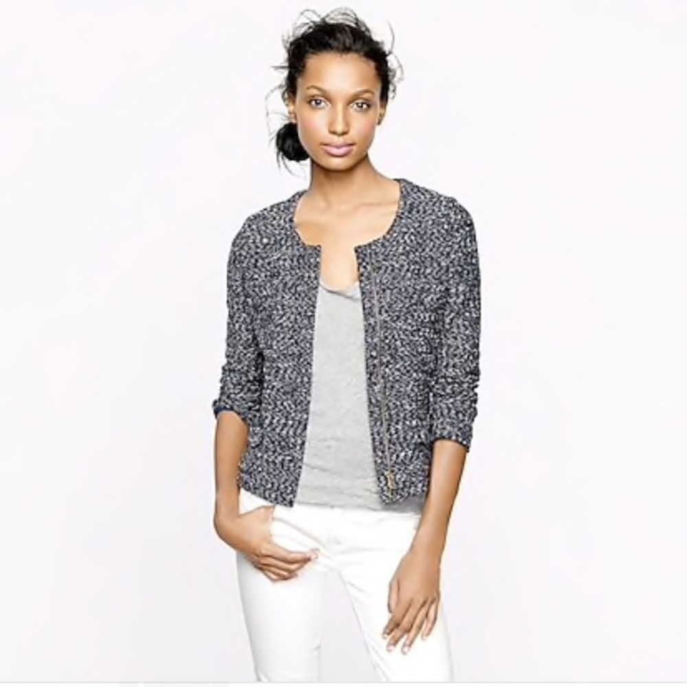 J.Crew Micro tweed jacket in Navy